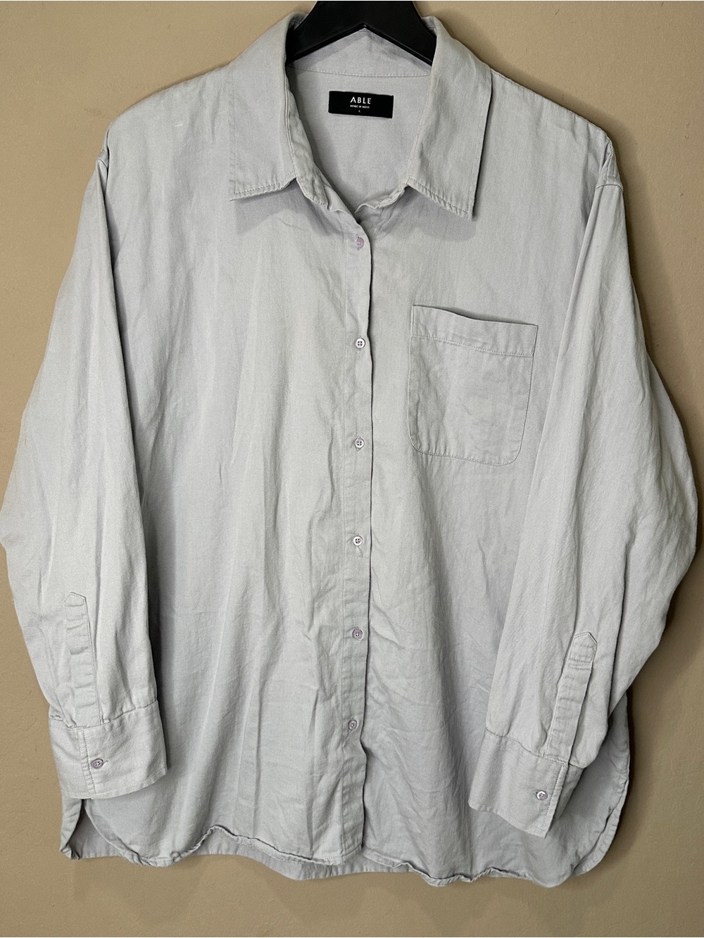 Able Harris Shirt light grey purple buttons